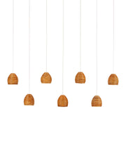 Beehive 7-Light Linear Multi-Drop Pendant in Natural / Silver