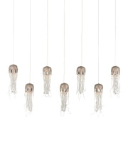 Medusa 7-Light Linear Multi-Drop Pendant in Nickel / Clear / Silver