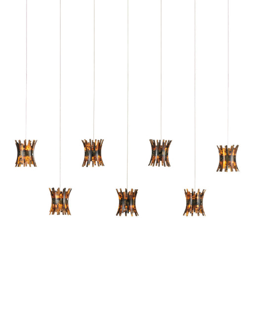 Alsop 7-Light Linear Multi-Drop Pendant in Brown / Black / Natural / Silver