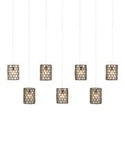 Regatta 7-Light Linear Multi-Drop Pendant in Natural / Cupertino / Silver