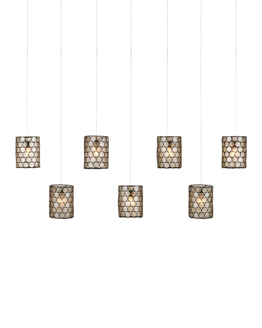 Regatta 7-Light Linear Multi-Drop Pendant in Natural / Cupertino / Silver