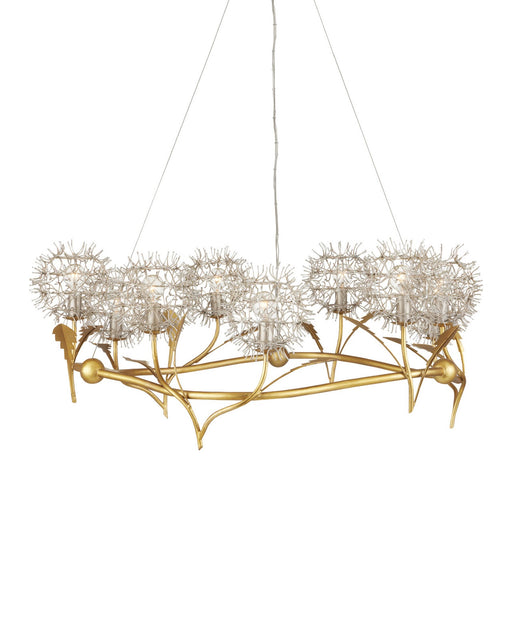 Dandelion 9-Light Chandelier in Contemporary Silver Leaf / Silver / Contemporary Gold Leaf