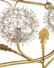 Dandelion 9-Light Chandelier in Contemporary Silver Leaf / Silver / Contemporary Gold Leaf