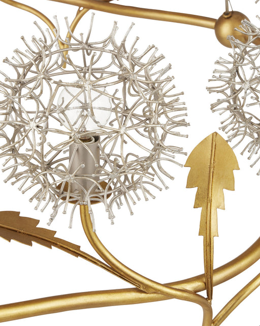 Dandelion 9-Light Chandelier in Contemporary Silver Leaf / Silver / Contemporary Gold Leaf