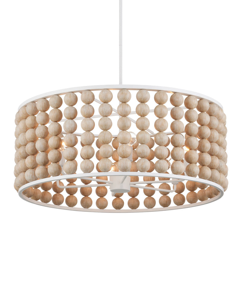 Holcroft 6-Light Beaded Drum Pendant in Sandstone / Sugar White