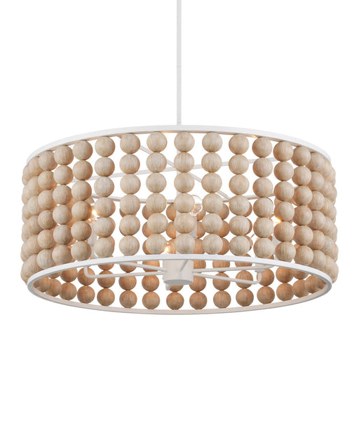 Holcroft 6-Light Beaded Drum Pendant in Sandstone / Sugar White