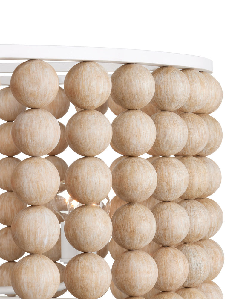 Holcroft 6-Light Beaded Drum Pendant in Sandstone / Sugar White