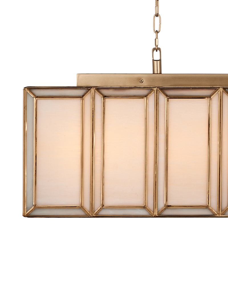 Daze 6-Light Linear Pendant in White / Antique Brass