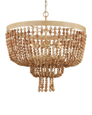 Sabia 6-Light Wood Bead Pendant in Natural / Coco Cream