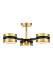 Heybrook Semi-Flush Mount in Polished Brass / Black / White