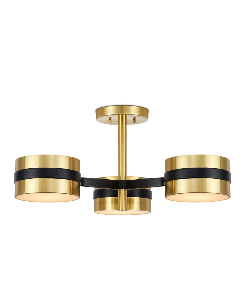 Heybrook Semi-Flush Mount in Polished Brass / Black / White