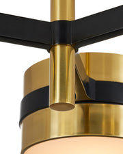 Heybrook Semi-Flush Mount in Polished Brass / Black / White