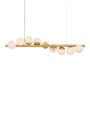 Barcarolle 9-Light Linear Chandelier in Brushed Brass / White