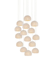 Virtu 15-Light Round Multi-Drop Pendant in Natural / Silver