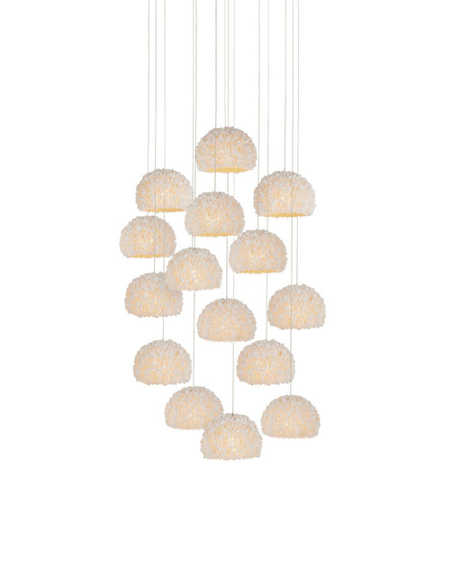 Virtu 15-Light Round Multi-Drop Pendant in Natural / Silver