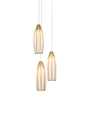 Parish 3-Light Round Multi-Drop Pendant in White / Antique Brass / Silver