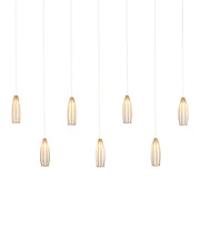 Parish 7-Light Linear Multi-Drop Pendant in White / Antique Brass / Silver