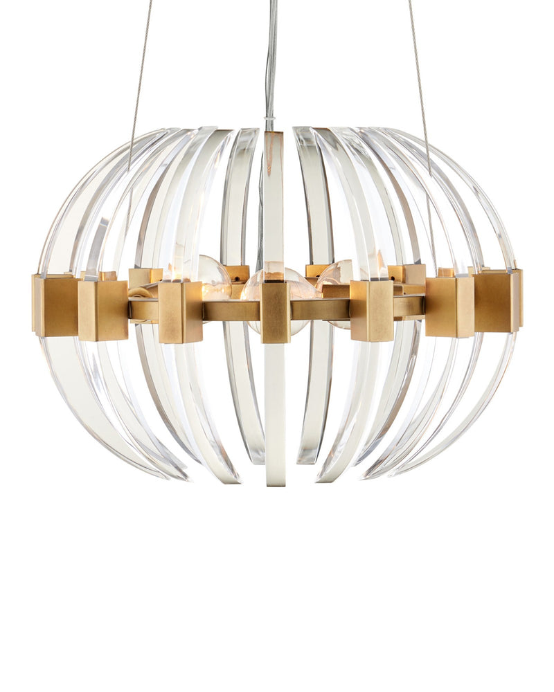Coquette 3-Light Small Pendant in Clear / Antique Brass