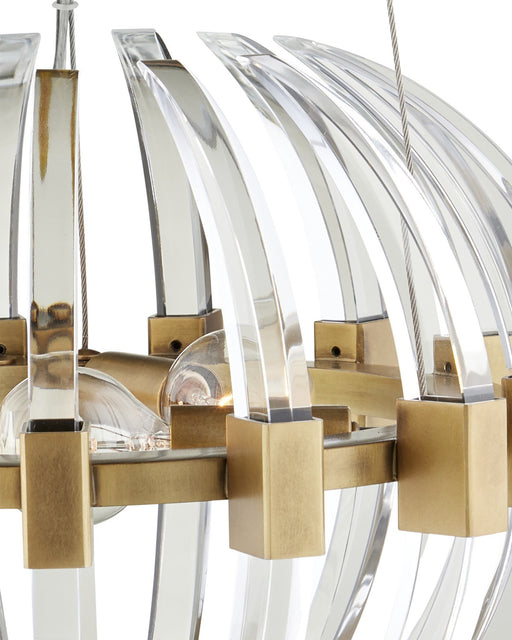Coquette 3-Light Small Pendant in Clear / Antique Brass