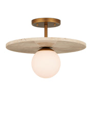 Apricity Semi-Flush Mount in Beige / Antique Brass / Frosted White