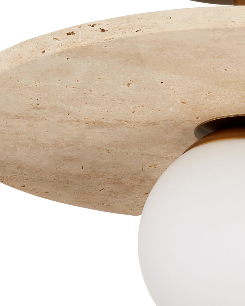 Apricity Semi-Flush Mount in Beige / Antique Brass / Frosted White
