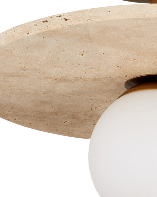 Apricity Semi-Flush Mount in Beige / Antique Brass / Frosted White