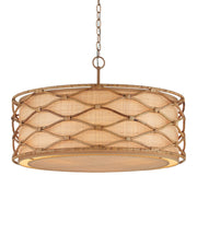 Partita 3-Light Drum Pendant in Natural / Saddle Tan