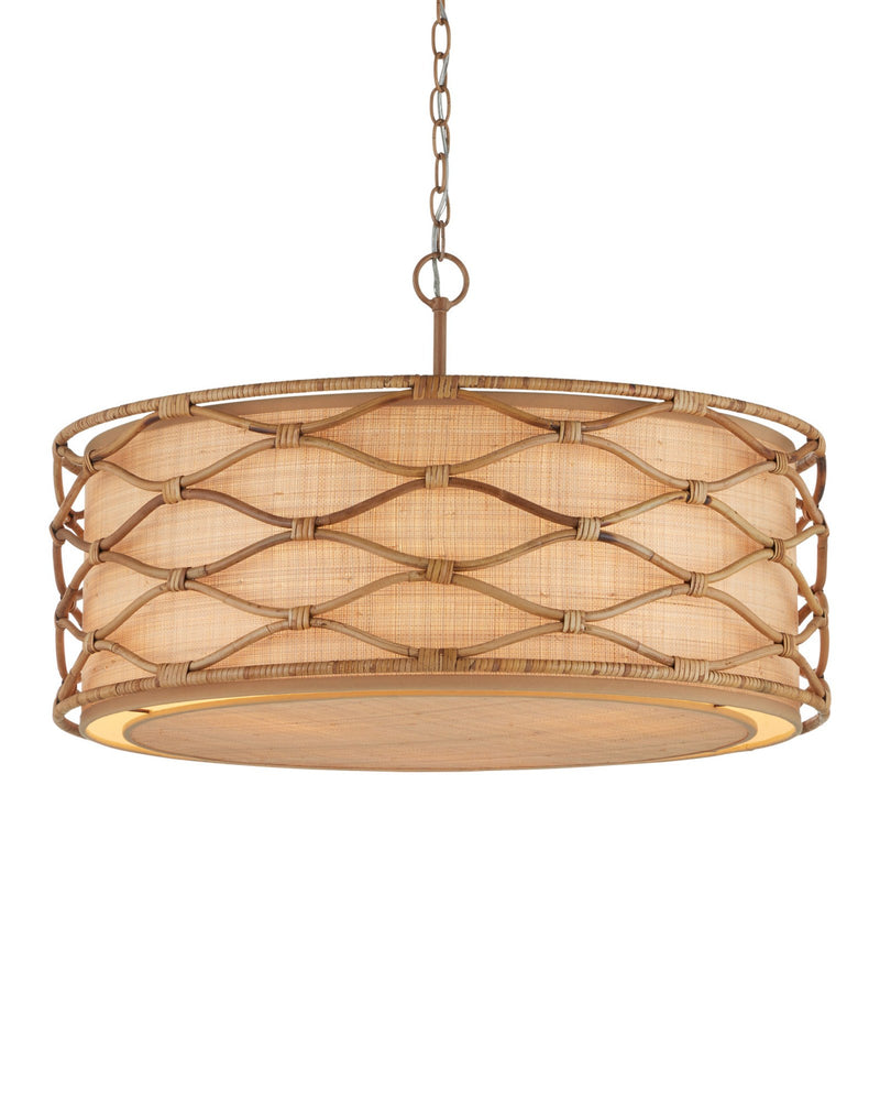 Partita 3-Light Drum Pendant in Natural / Saddle Tan