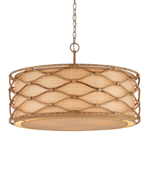 Partita 3-Light Drum Pendant in Natural / Saddle Tan