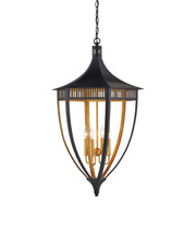 Wycombe 4-Light Lantern in Satin Black / Contemporary Gold Leaf
