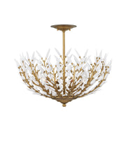 Magnum Opus Semi-Flush Mount in White / Brass