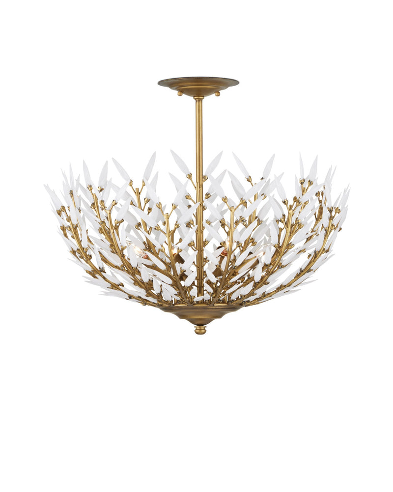 Magnum Opus Semi-Flush Mount in White / Brass
