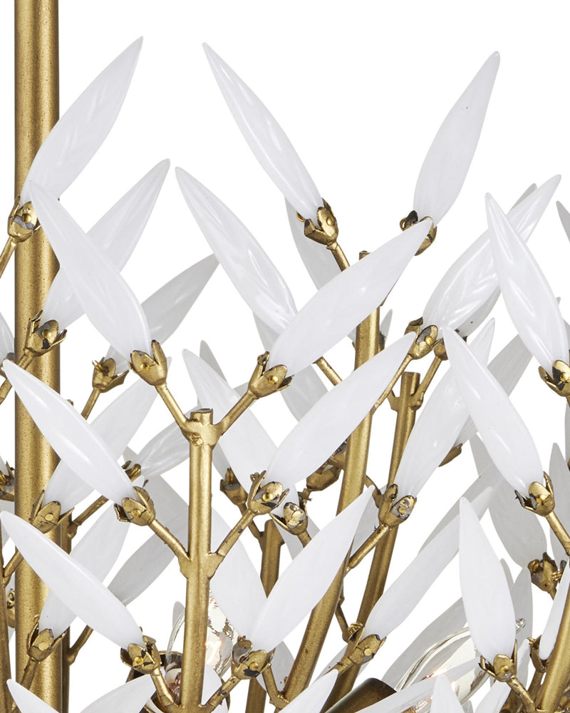 Magnum Opus Semi-Flush Mount in White / Brass