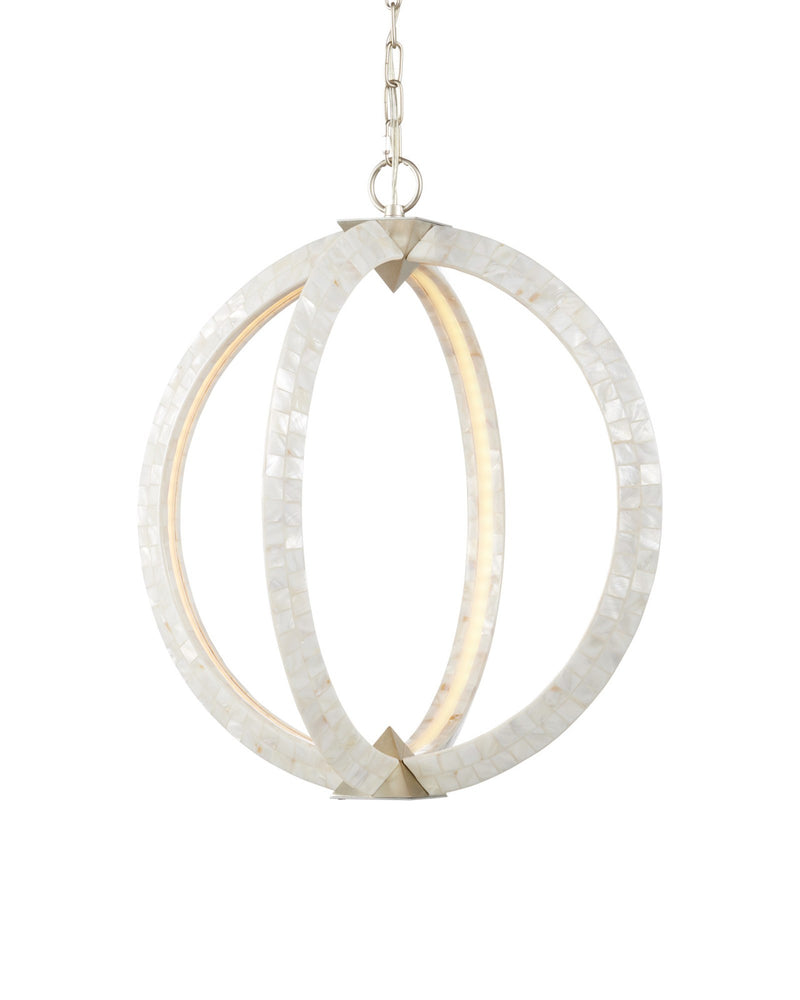 Arietta LED Orb Pendant in Mother of Pearl / Contemporary Silver Leaf