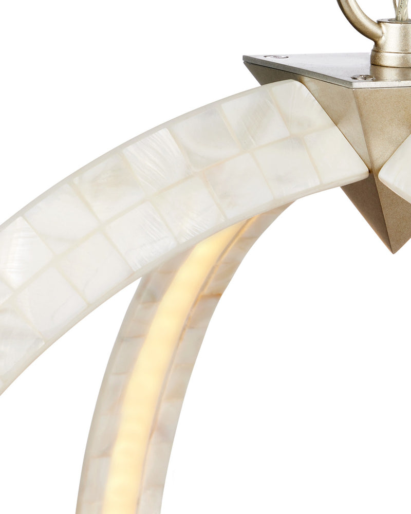 Arietta LED Orb Pendant in Mother of Pearl / Contemporary Silver Leaf