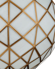 Polyhedron Medium Pendant in White / Antique Brass