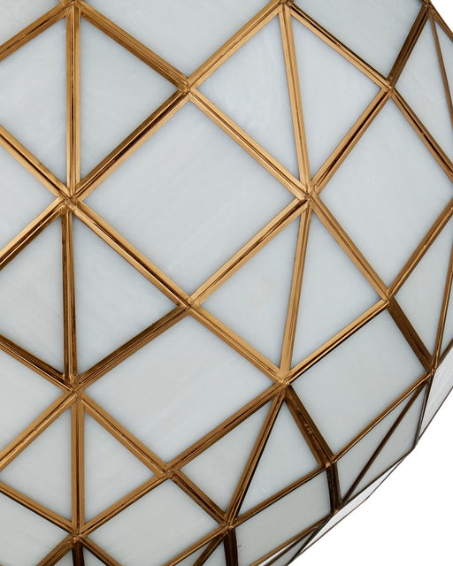Polyhedron Medium Pendant in White / Antique Brass