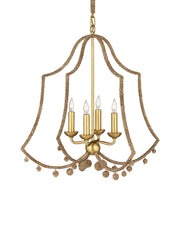 Nimes 4-Light Cage Pendant in Natural Rope / Contemporary Gold Leaf