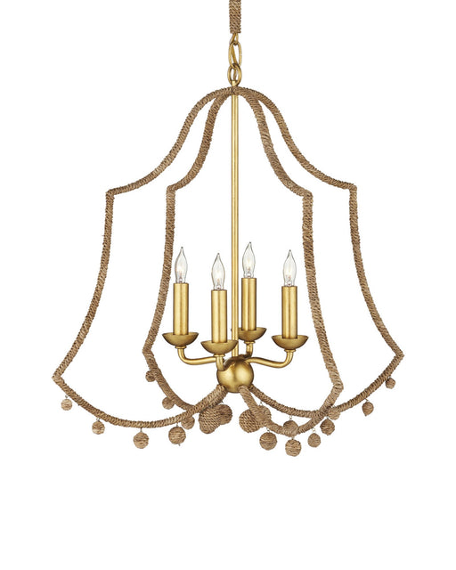 Nimes 4-Light Cage Pendant in Natural Rope / Contemporary Gold Leaf