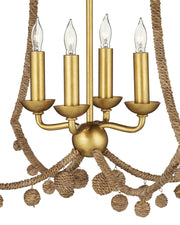 Nimes 4-Light Cage Pendant in Natural Rope / Contemporary Gold Leaf