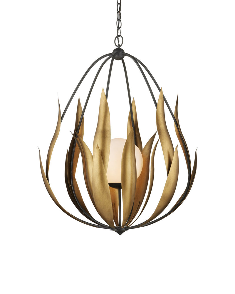 Endymion Cage Pendant in Aged Steel / Brass / White