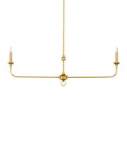 Nottaway 2-Light Linear Chandelier in Contemporary Gold Leaf