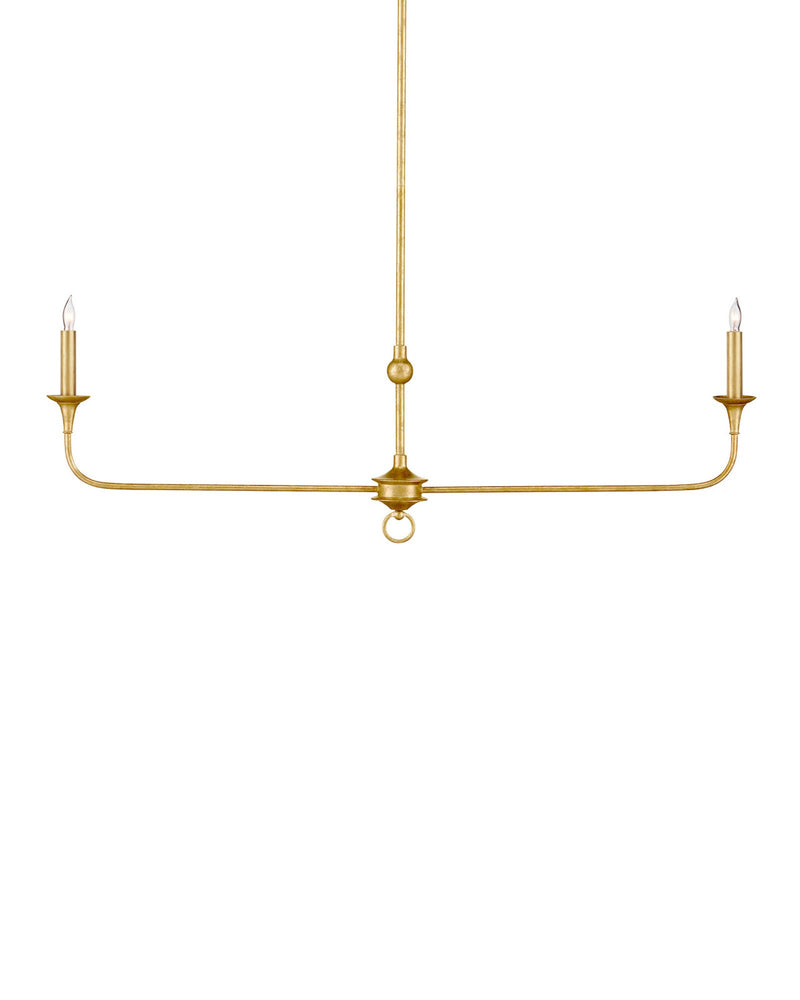 Nottaway 2-Light Linear Chandelier in Contemporary Gold Leaf