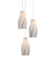 Posh 3-Light Round Multi-Drop Pendant in White / Silver