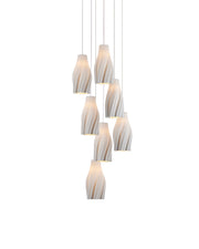 Posh 7-Light Round Multi-Drop Pendant in White / Silver