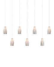 Posh 7-Light Linear Multi-Drop Pendant in White / Silver