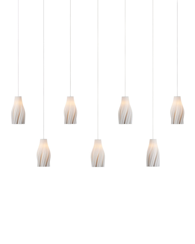 Posh 7-Light Linear Multi-Drop Pendant in White / Silver