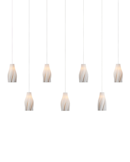 Posh 7-Light Linear Multi-Drop Pendant in White / Silver