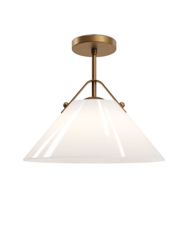 Bronwen Pendant in Opaque White / Antique Brass