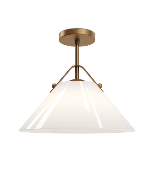 Bronwen Pendant in Opaque White / Antique Brass